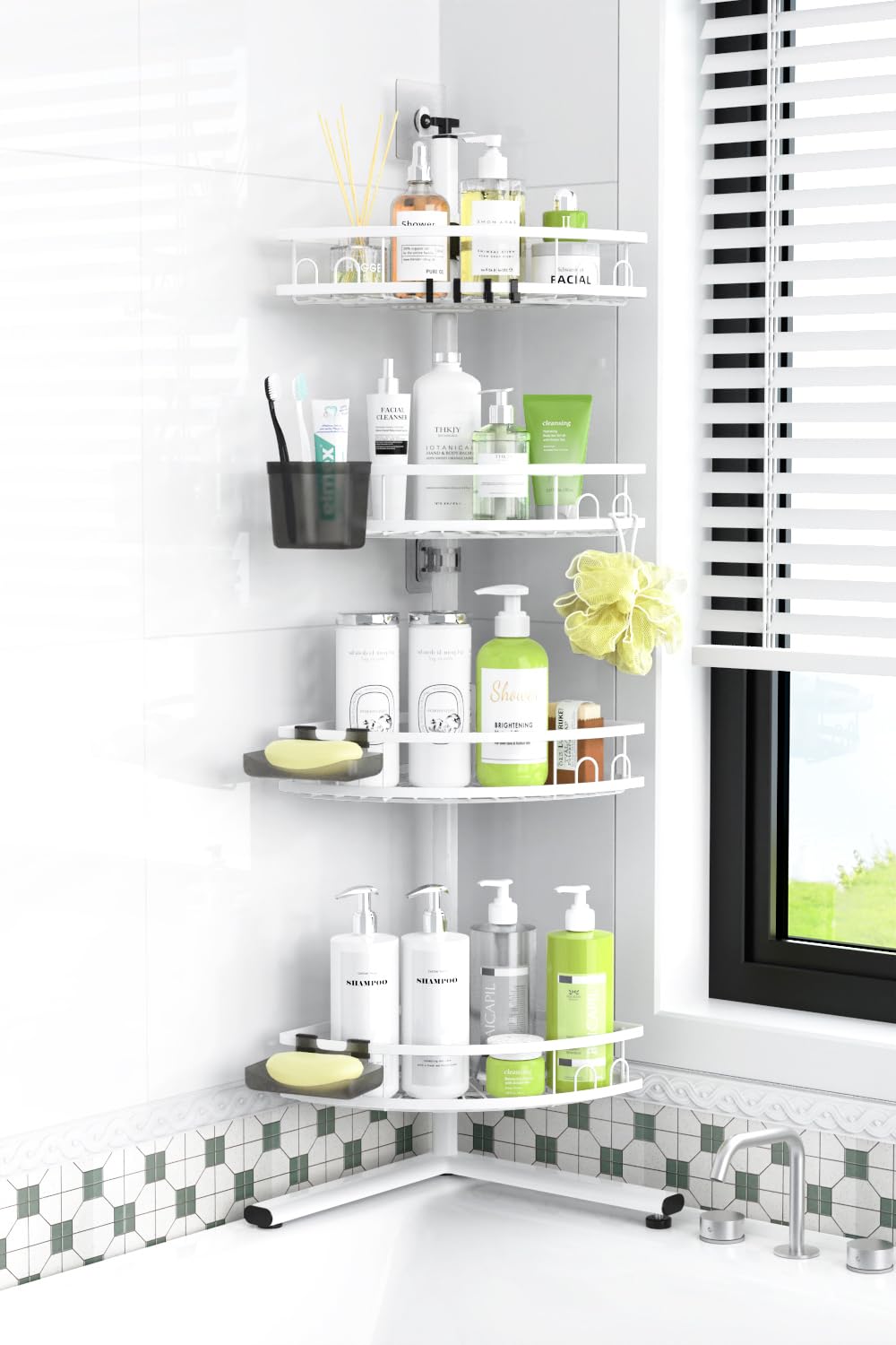 Standing Shower Caddy Corner - Rustproof Bathroom Shower Stand Shelf