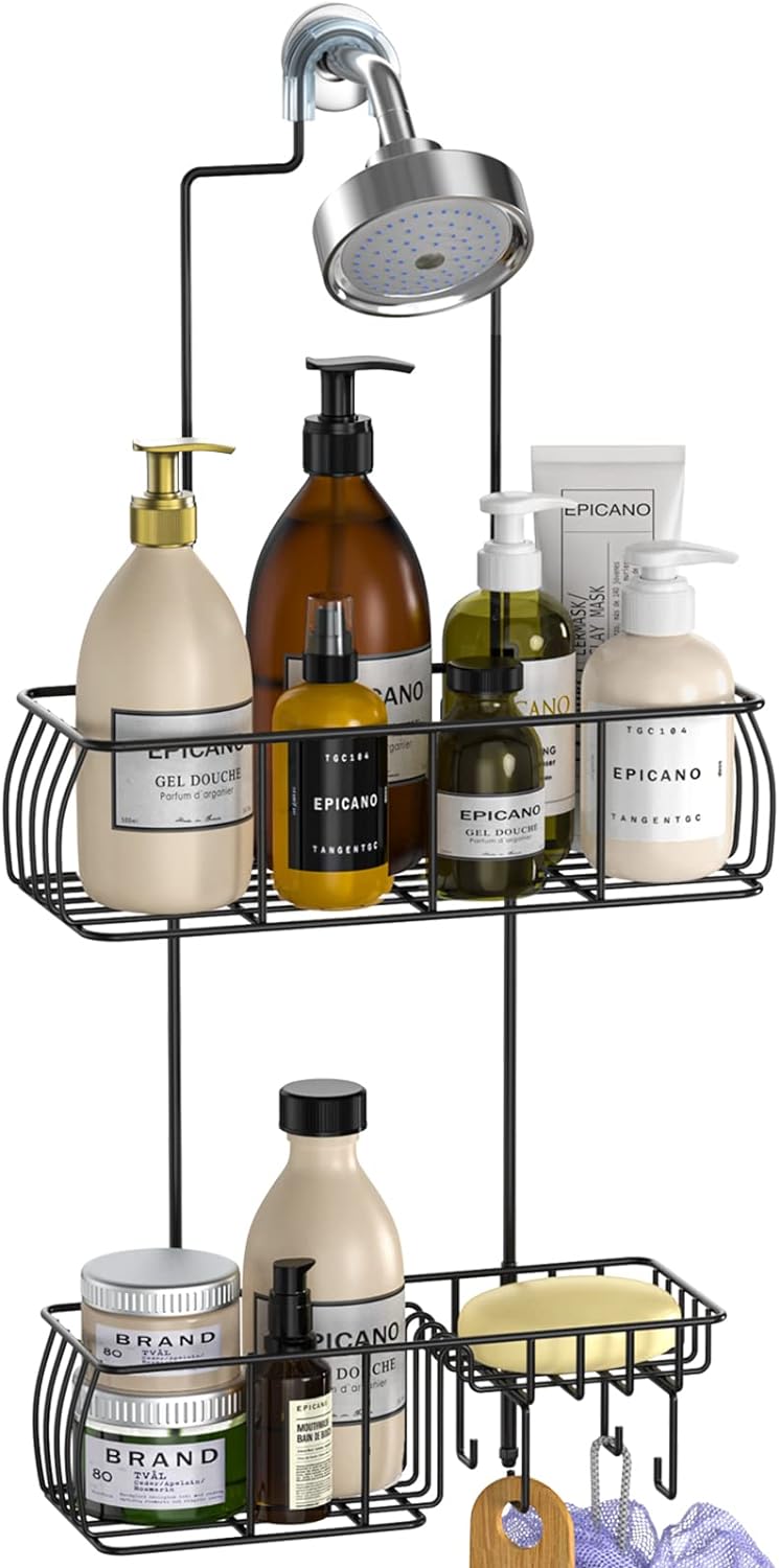 Epicano Shower Caddy Hanging,Large Capacity Shower Organizer,Black