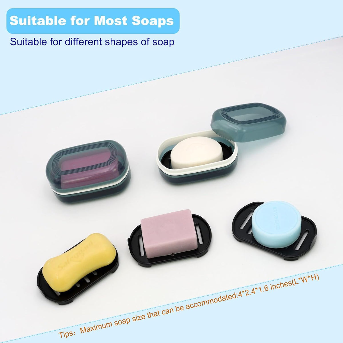 Travel Soap Container, Bar Soap Holder, Portable Soap Case, Soap Dish with Lid for Traveling, Camping, Gym, Bathroom (Blue Style-1)