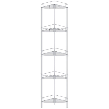 HuggieGems 4 Tier Floor Standing Corner Shower Caddy Organizer Shelf with Hooks, Bathroom Shelves Stand Rack, Black