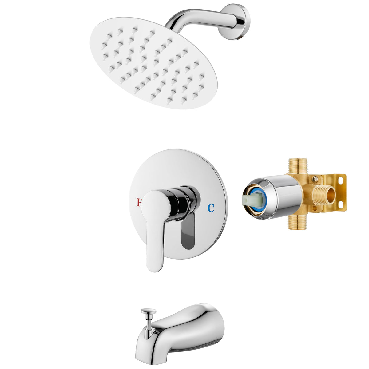 Airuida Shower Faucet Set with Tub Spout,6" Bathtub Faucet-Matte Black