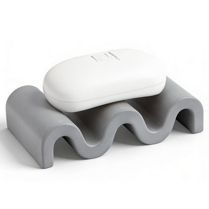 Diatomite Soap Dish Bar Soap Holder Quick Drying Sponge Tray, Marble White