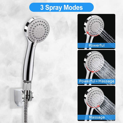 Shower Head, Kaqinu 10'' High Pressure Rainfall Shower Head/Handheld Showerhead Combo with 11” Extension Arm, Anti-leak Shower Head with Holder/Hose, Flow Regulator - Chrome