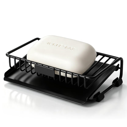 Self Draining Soap Dish for Shower Bar Soap Holder Soap Saver, Black