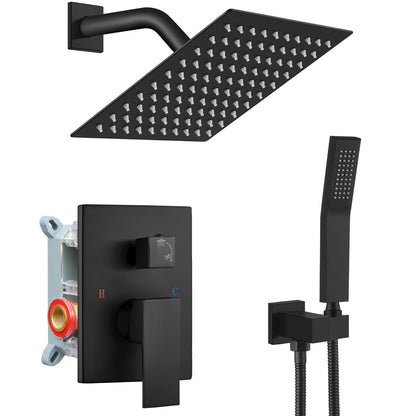 gotonovo Shower Faucet Set with Handheld Spray Matte Black,10'' Head