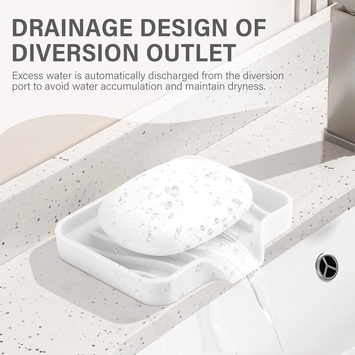 Silicone Soap Dish with Drain, SAISN Kitchen Soap Tray for Shower 2 Pack Self Draining Soap Dish Soft Bathroom Soap Holder for Kitchen Sink Flexible Portable Soap Saver, White