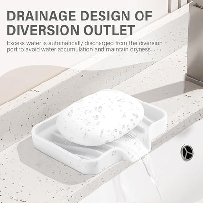 Silicone Soap Dish with Drain, SAISN Kitchen Soap Tray for Shower 2 Pack Self Draining Soap Dish Soft Bathroom Soap Holder for Kitchen Sink Flexible Portable Soap Saver, White