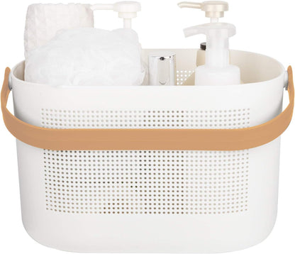 Plastic Portable Shower Caddy Basket, Storage Organizer with Handle, Yellow