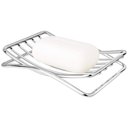 Soap Dish, Stainless Steel Bar Soap Holder for Shower, Self Draining Stand Soap Saver for Bathroom, Kicthen Sink and Countertop, Chrome 1-Pack