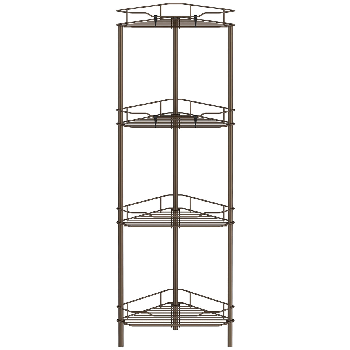 HuggieGems 4 Tier Floor Standing Corner Shower Caddy Organizer Shelf with Hooks, Bathroom Shelves Stand Rack, Black