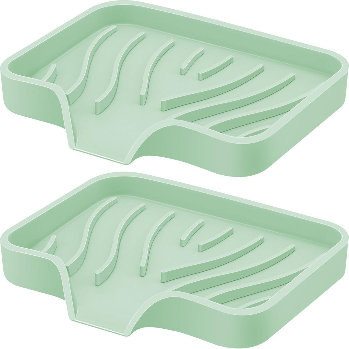 Silicone Soap Dish with Drain, SAISN Kitchen Soap Tray for Shower 2 Pack Self Draining Soap Dish Soft Bathroom Soap Holder for Kitchen Sink Flexible Portable Soap Saver, White