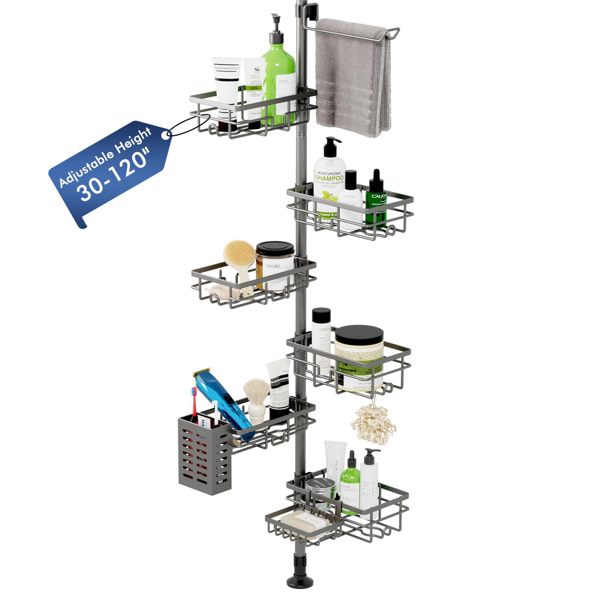 Shower Caddy Organizer Tension Pole, Corner Shower Shelves Bathroom Storage