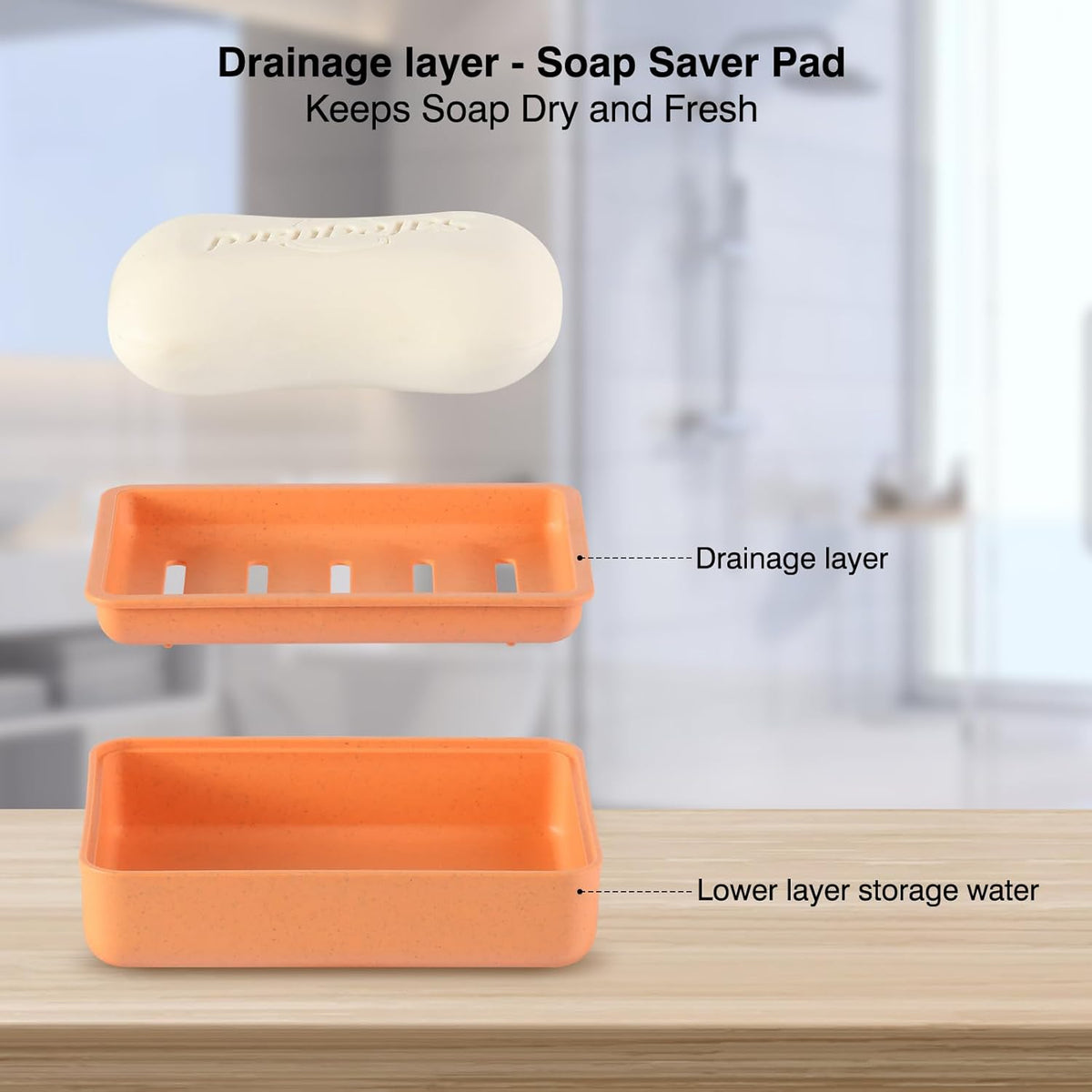Soap Dish with Drain 2 Pack Plastic Sponge Holder for Shower