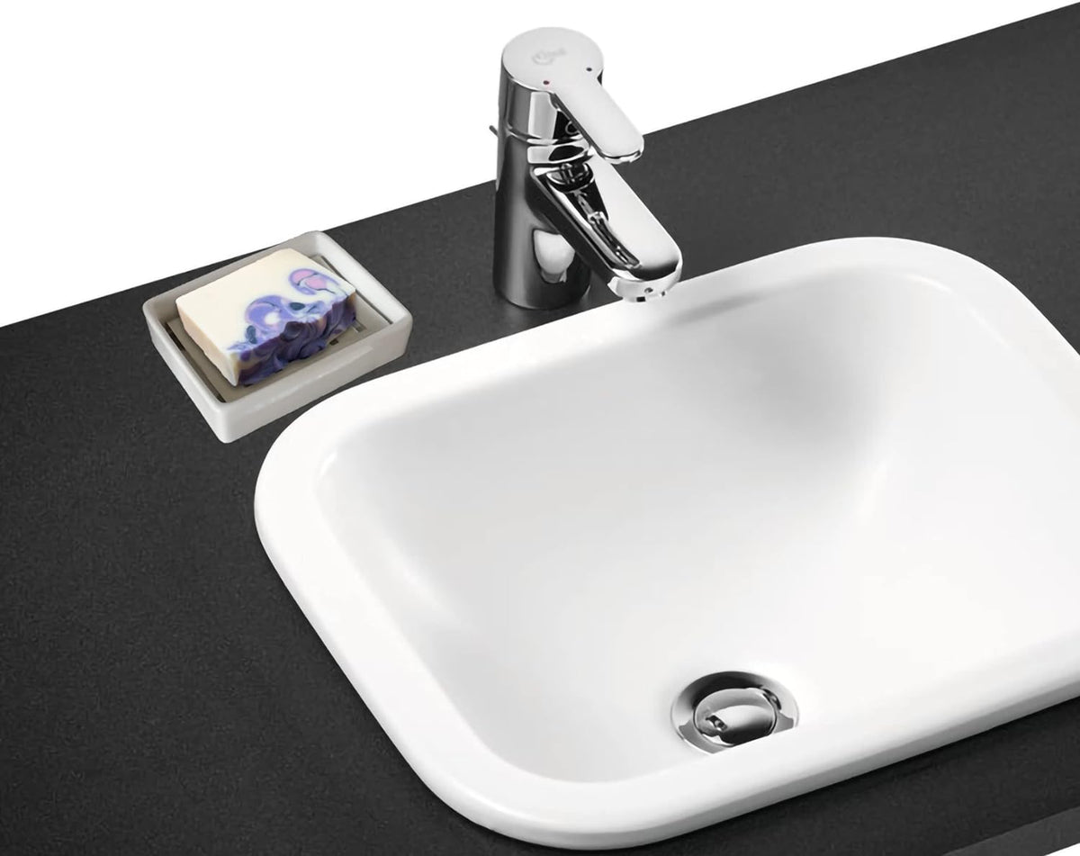 Ceramic Soap Dish Stainless Steel Soap Holder for Bathroom and Shower