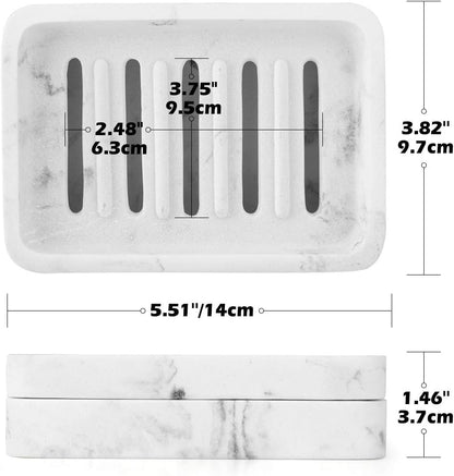 Luxspire Soap Dish Tray, Double Layer Soap Holder, White Marble