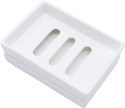 Ceramic Soap Dish Bar Soap Holder Double Layer Soap Tray Draining