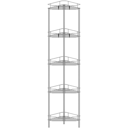 HuggieGems 4 Tier Floor Standing Corner Shower Caddy Organizer Shelf with Hooks, Bathroom Shelves Stand Rack, Black
