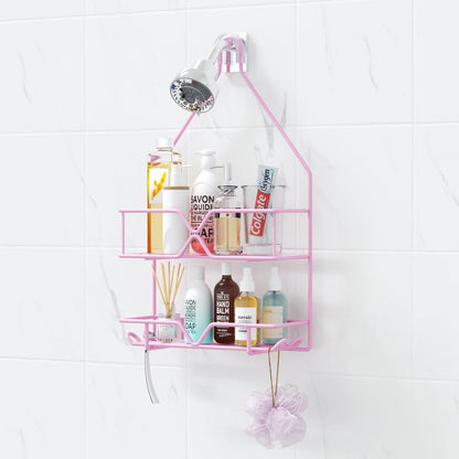 TreeLen Rustproof Shower Caddy, Hanging, Stainless Steel, 4 Hooks, 2 Shelves, Non-Slip