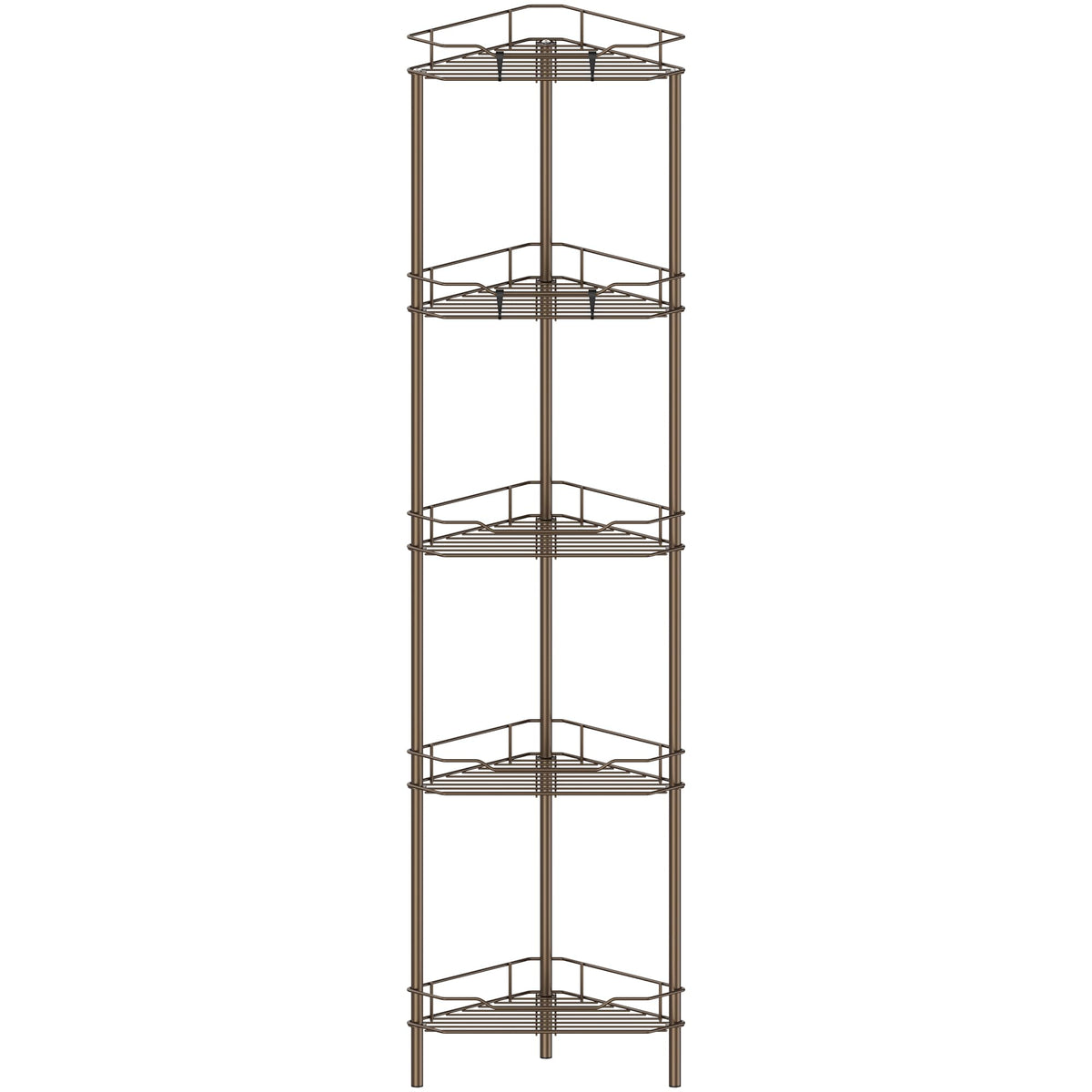 HuggieGems 4 Tier Floor Standing Corner Shower Caddy Organizer Shelf with Hooks, Bathroom Shelves Stand Rack, Black