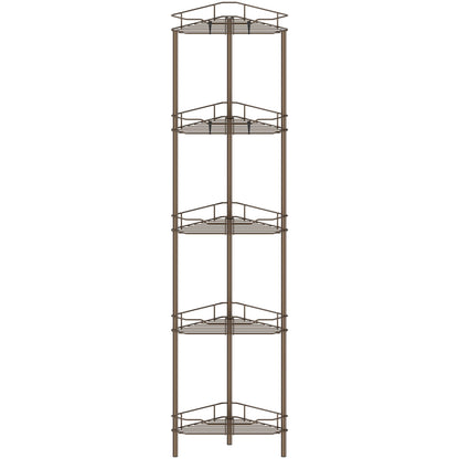 HuggieGems 4 Tier Floor Standing Corner Shower Caddy Organizer Shelf with Hooks, Bathroom Shelves Stand Rack, Black