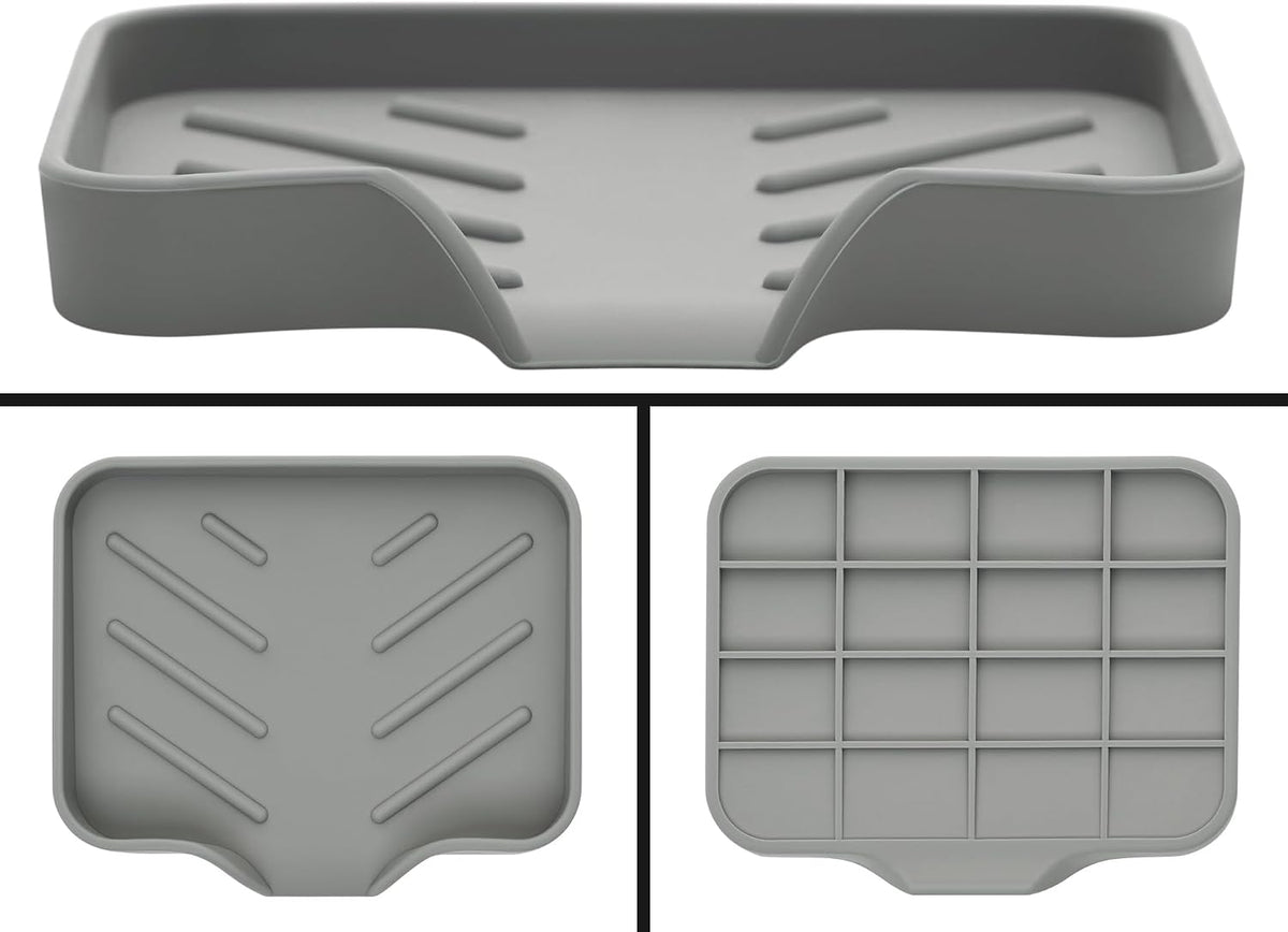 Silicone Soap Bar Holder: Premium Gray Self-Draining Soap Dish - Elegant Shower & Bathroom Solution