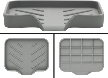 Silicone Soap Bar Holder: Premium Gray Self-Draining Soap Dish - Elegant Shower & Bathroom Solution