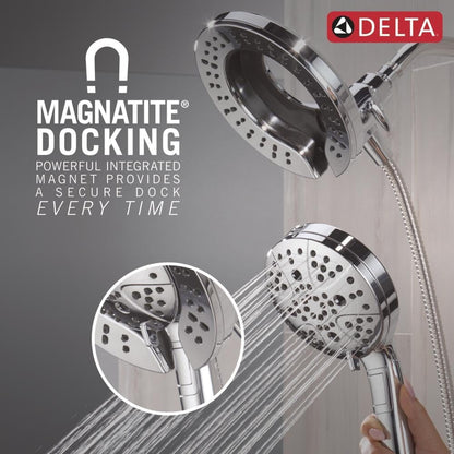 Delta Faucet 7-Setting In2ition 2-in-1 Dual Shower Head with ProClean Spray, Hose, 2.5 GPM