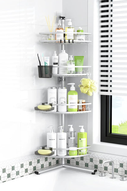 Standing Shower Caddy Corner - Rustproof Bathroom Shower Stand Shelf