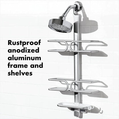 OXO Good Grips 3-Tier Aluminum Shower Caddy, Bathroom Organization