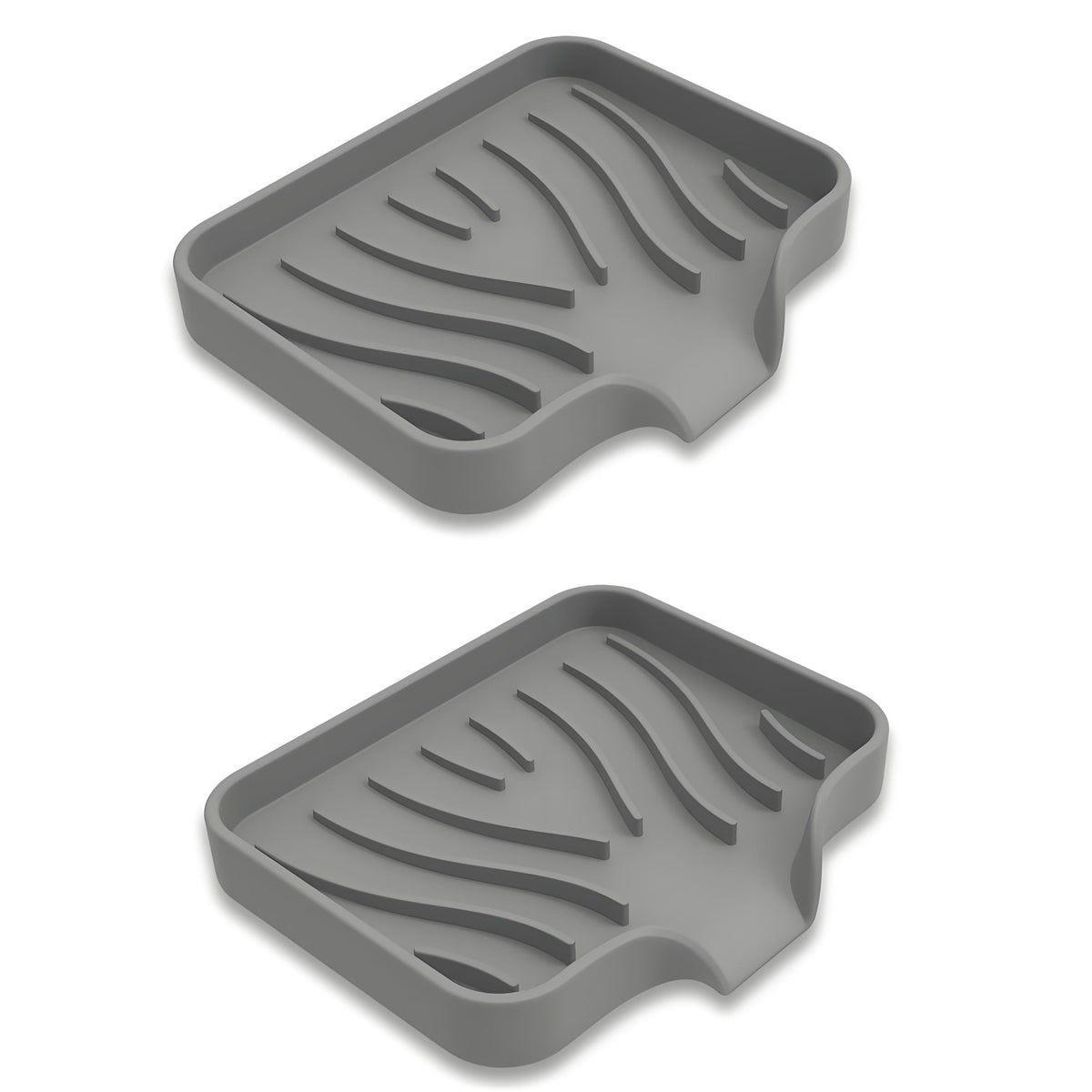Silicone Soap Dish with Drainer, Fast Dry Kitchen Bath Black Small 2-Pack