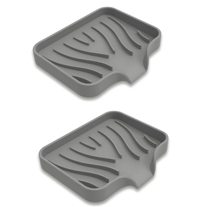Silicone Soap Dish with Drainer, Fast Dry Kitchen Bath Black Small 2-Pack