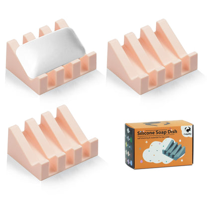 Self Draining Soap Dish Holder,Silicone Soap Dish,for Bathroom,Kitchen, Sponges，Can Extend Soap Life，Keep Soap Bars Dry and Easy Cleaning (White,1-Pack)