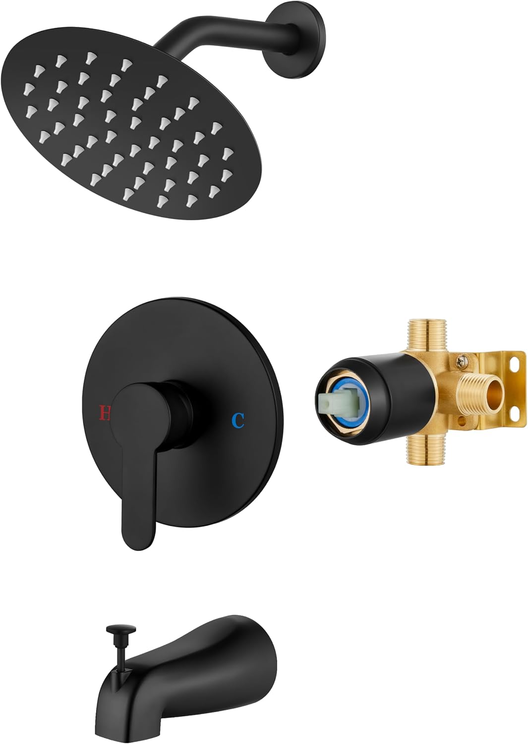 Airuida Shower Faucet Set with Tub Spout,6" Bathtub Faucet-Matte Black