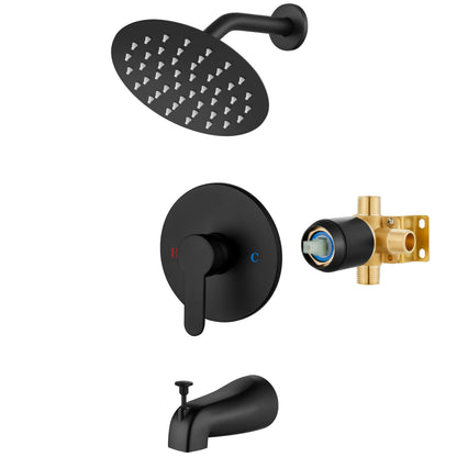 Airuida Shower Faucet Set with Tub Spout,6" Bathtub Faucet-Matte Black