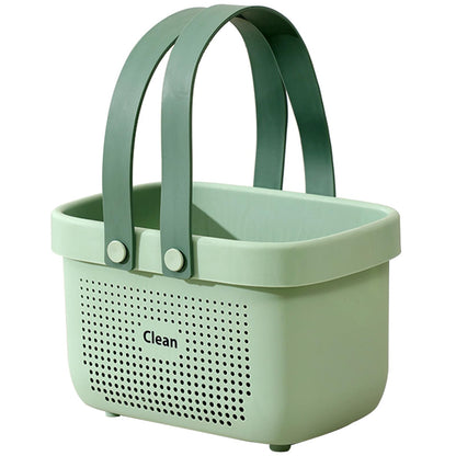 Portable Shower Caddy Basket with Handle Plastic Storage Basket Black Green