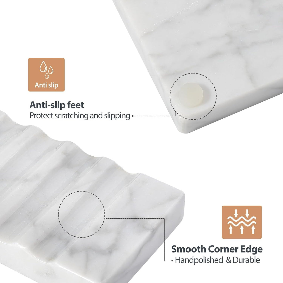 Koville Bianco Carrara White Soap Dish Luxury Marble Soap Holder