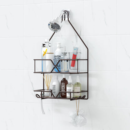 TreeLen Rustproof Shower Caddy, Hanging, Stainless Steel, 4 Hooks, 2 Shelves, Non-Slip