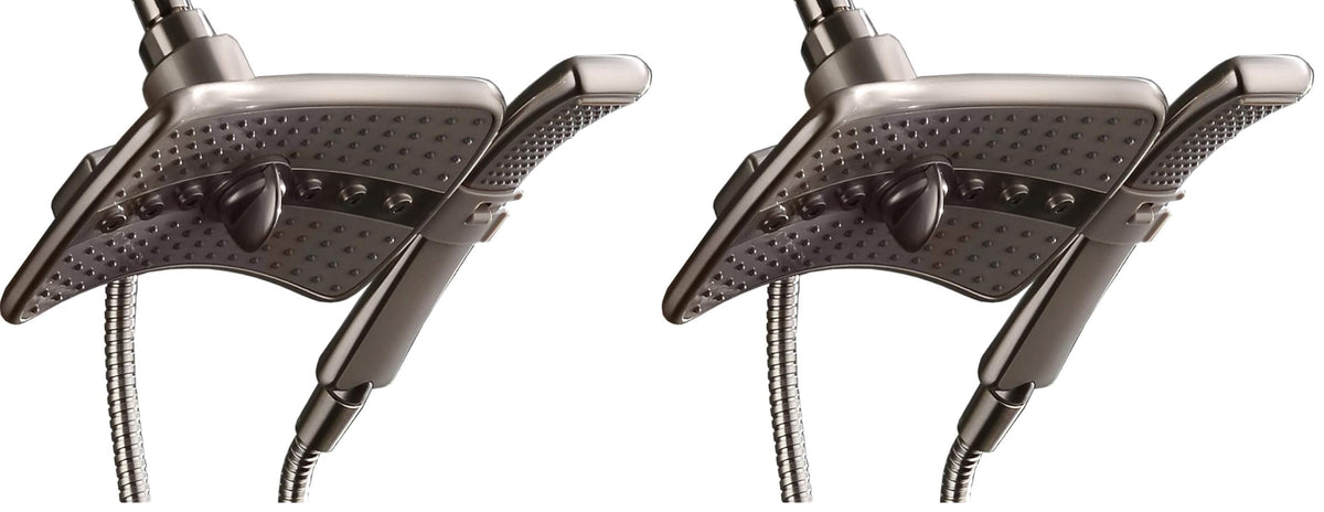 BRIGHT SHOWERS High Pressure Dual Shower Head Combo, Handheld Showerhead Rainfall Shower Head Combo with Black Face, 60 Inch Long Stainless Steel Shower Hose, Chrome