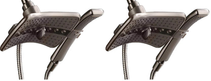 BRIGHT SHOWERS High Pressure Dual Shower Head Combo, Handheld Showerhead Rainfall Shower Head Combo with Black Face, 60 Inch Long Stainless Steel Shower Hose, Chrome