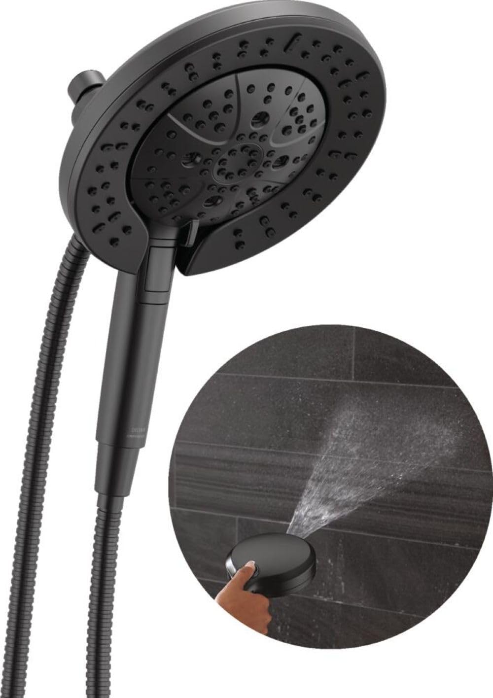 Delta Faucet 7-Setting In2ition 2-in-1 Dual Shower Head with ProClean Spray, Hose, 2.5 GPM
