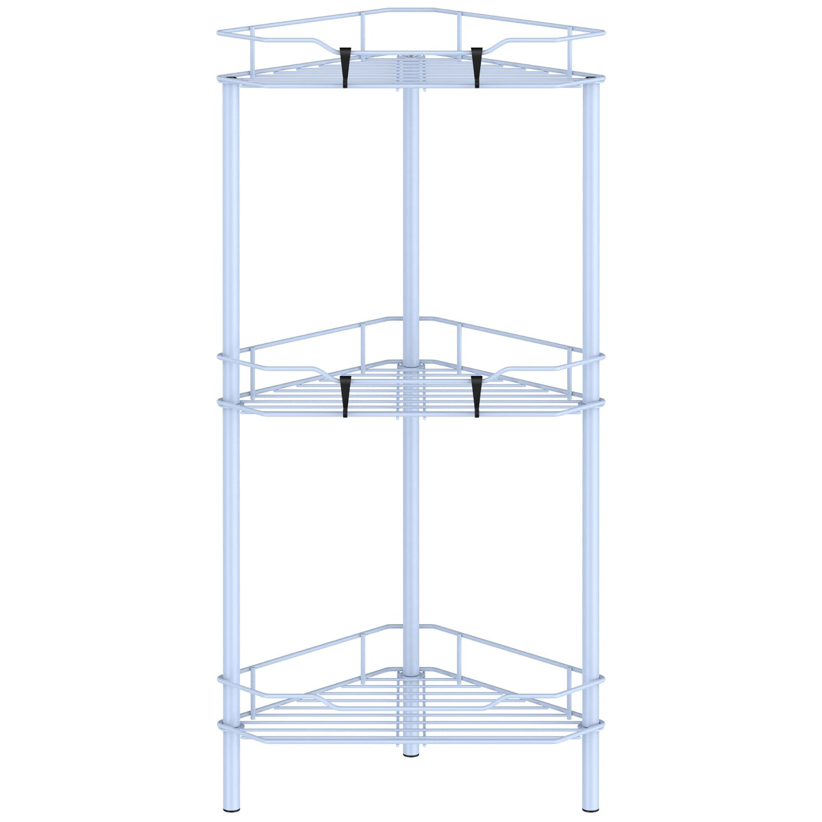 HuggieGems 4 Tier Floor Standing Corner Shower Caddy Organizer Shelf with Hooks, Bathroom Shelves Stand Rack, Black