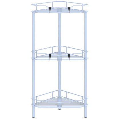 HuggieGems 4 Tier Floor Standing Corner Shower Caddy Organizer Shelf with Hooks, Bathroom Shelves Stand Rack, Black