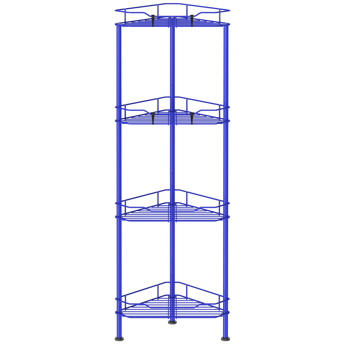 HuggieGems 4 Tier Floor Standing Corner Shower Caddy Organizer Shelf with Hooks, Bathroom Shelves Stand Rack, Black
