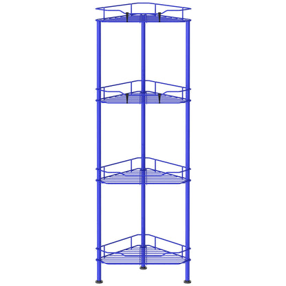 HuggieGems 4 Tier Floor Standing Corner Shower Caddy Organizer Shelf with Hooks, Bathroom Shelves Stand Rack, Black
