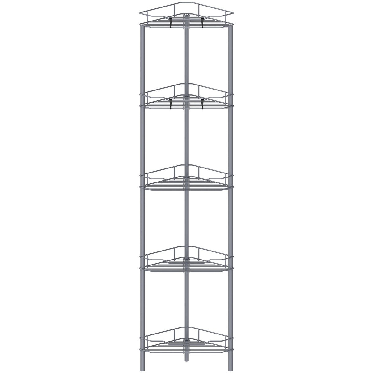 HuggieGems 4 Tier Floor Standing Corner Shower Caddy Organizer Shelf with Hooks, Bathroom Shelves Stand Rack, Black