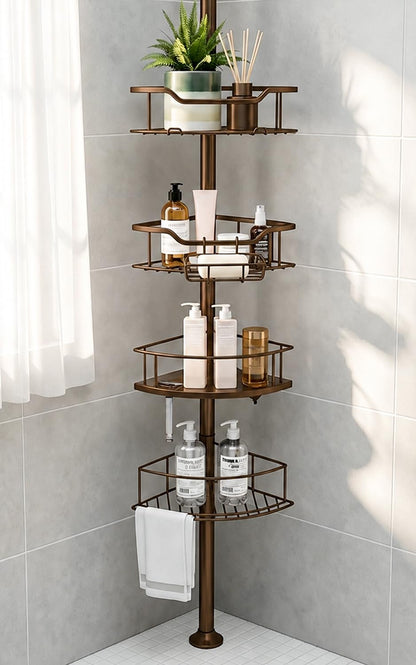 Corner Shower Caddy Tension Pole, Bathroom Organizer for Renters