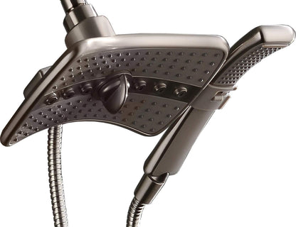 BRIGHT SHOWERS High Pressure Dual Shower Head Combo, Handheld Showerhead Rainfall Shower Head Combo with Black Face, 60 Inch Long Stainless Steel Shower Hose, Chrome