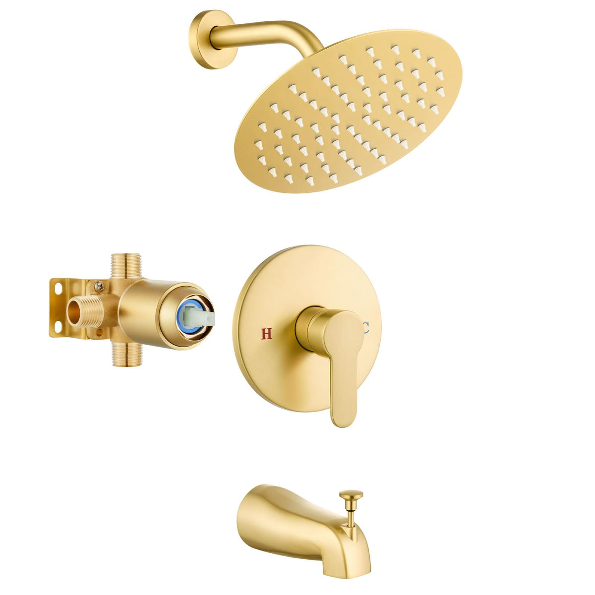 Airuida Shower Faucet Set with Tub Spout,6" Bathtub Faucet-Matte Black