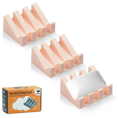 Self Draining Soap Dish Holder,Silicone Soap Dish,for Bathroom,Kitchen, Sponges，Can Extend Soap Life，Keep Soap Bars Dry and Easy Cleaning (White,1-Pack)