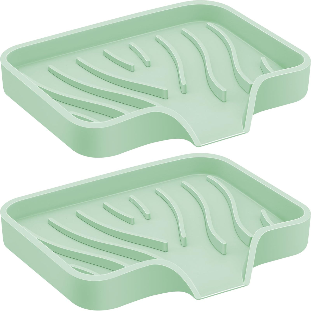 2PCS Self Draining Soap Holder,Spofit Silicone Soap Dish, Suitable for for Kitchen, Bathroom, Shower, Bath Tub,Soap Container (Beige)